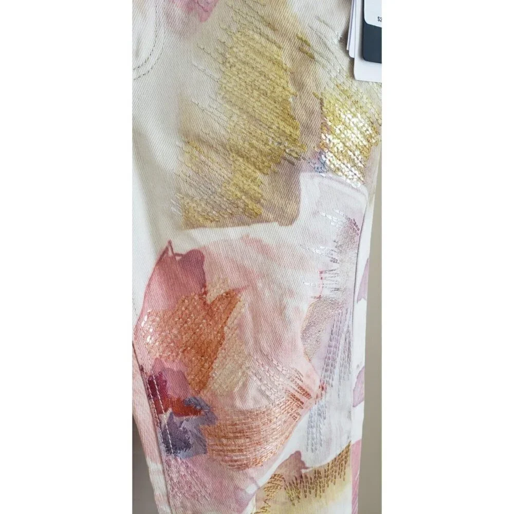 NWT GUESS GIRLY SEQUIN METRO FLOWER SKINNY JEANS W 25 - Picture 12 of 13